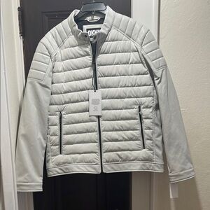 DKNY Men's Light Gray Quilted Jacket